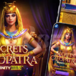 Secrets of Cleopatra slot game featuring golden Egyptian symbols and Cleopatra herself.