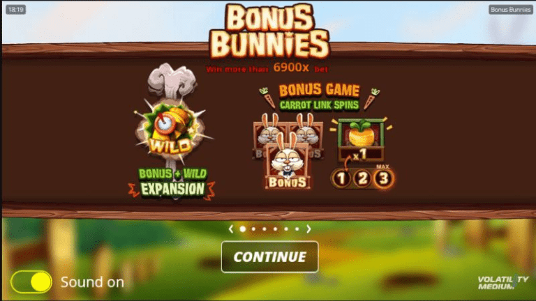 "A lively farm-themed slot game, Bonus Bunnies by Nolimit City, featuring Wild Expansions and Carrot Link Spins for thrilling gameplay."